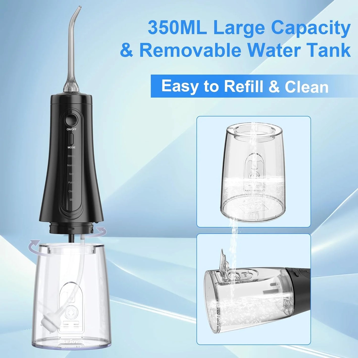 SEjOY Dental Oral lrrigator Teeth Cleaner Mouth Washing MachinePortable Water Flosser UsB Rechargeable