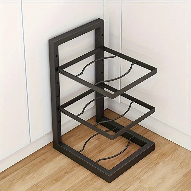 1pc Height Adjustable Three And Four Tier Pot Rack Storage