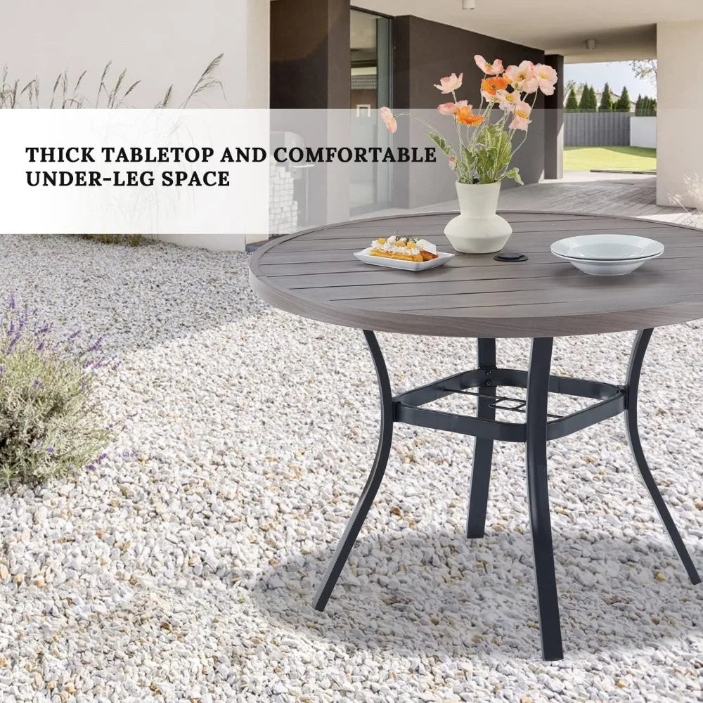 Round Patio Table with Adjustable Umbrella Hole