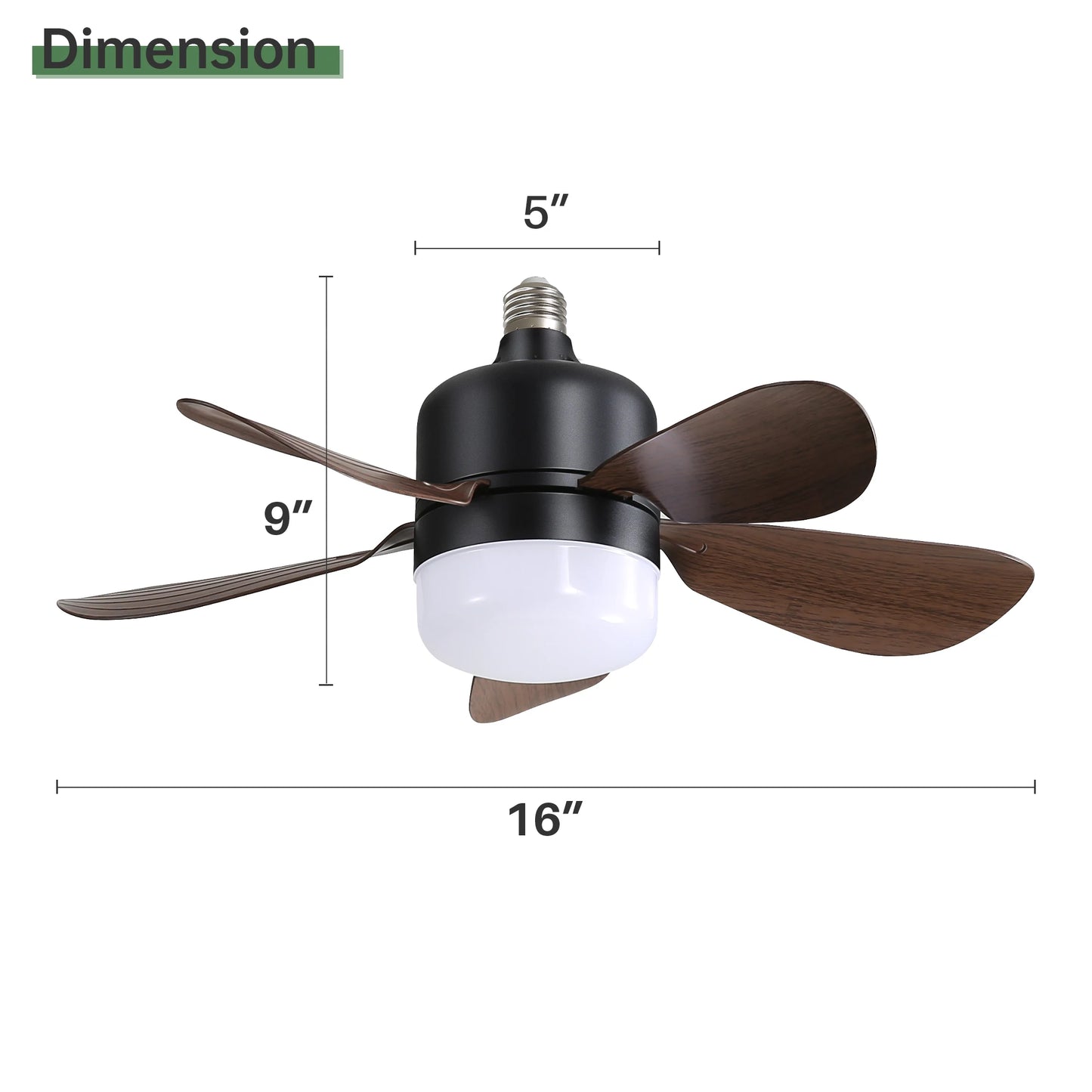 Modern 16-Inch Ceiling Fan With LED DC Enclosed