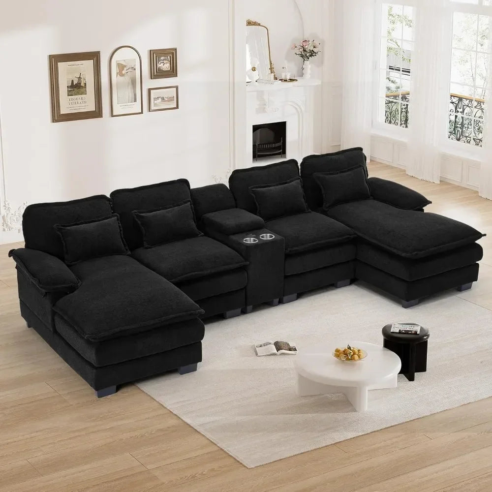 Comfy Black Sectional Couches for Living Room