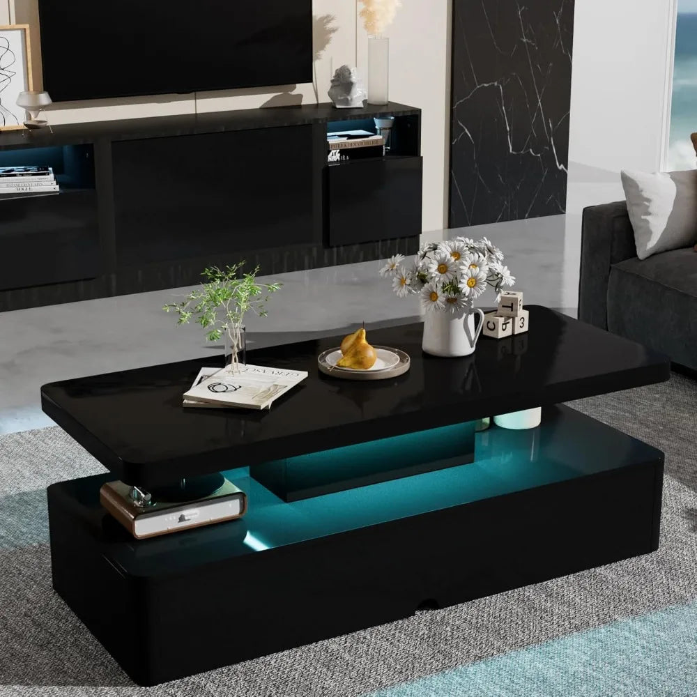 Modern Stylish Coffee Table with 16 Colors LED Lights