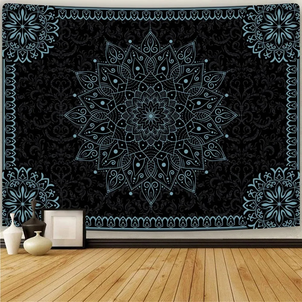 Simpkili Black Mandala Tapestry