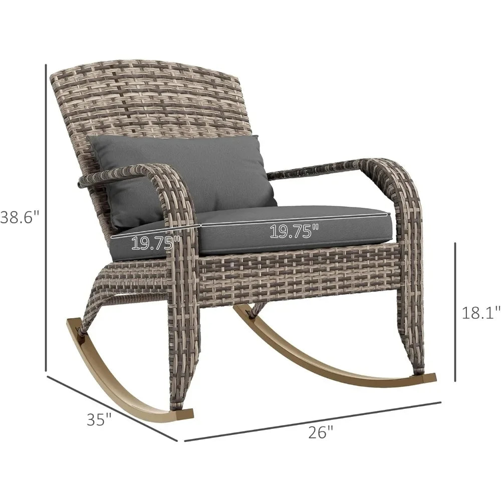 Outdoor, Patio Rattan Rocker Chair