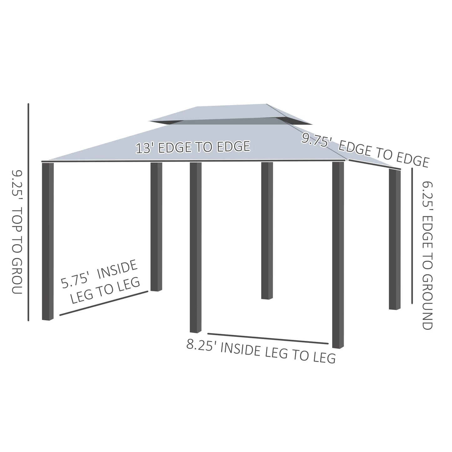 10'X13' Outdoor 2-Tier Vented Canopy