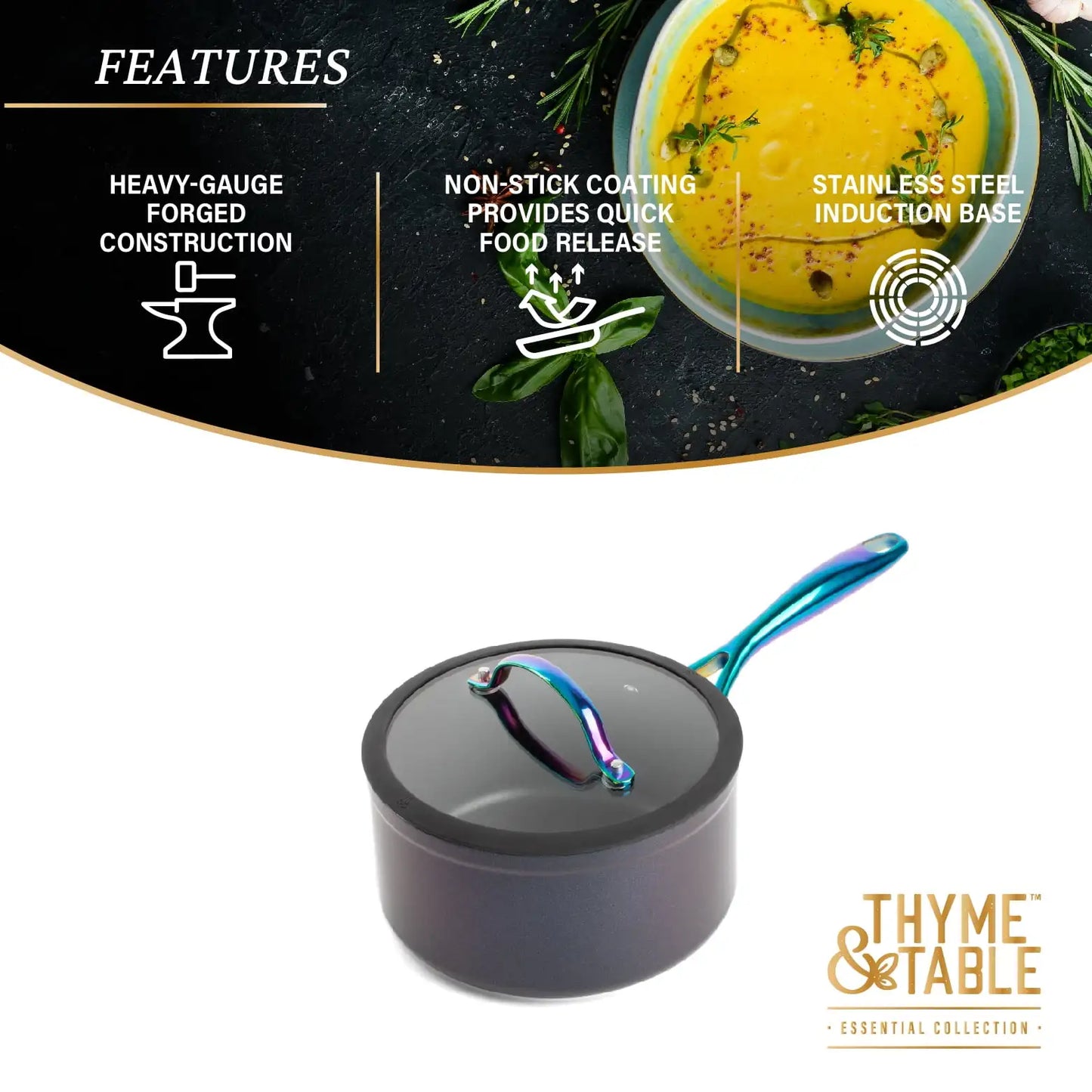 Non-Stick 2.5 QT Signature Sauce Pan with Glass Lid