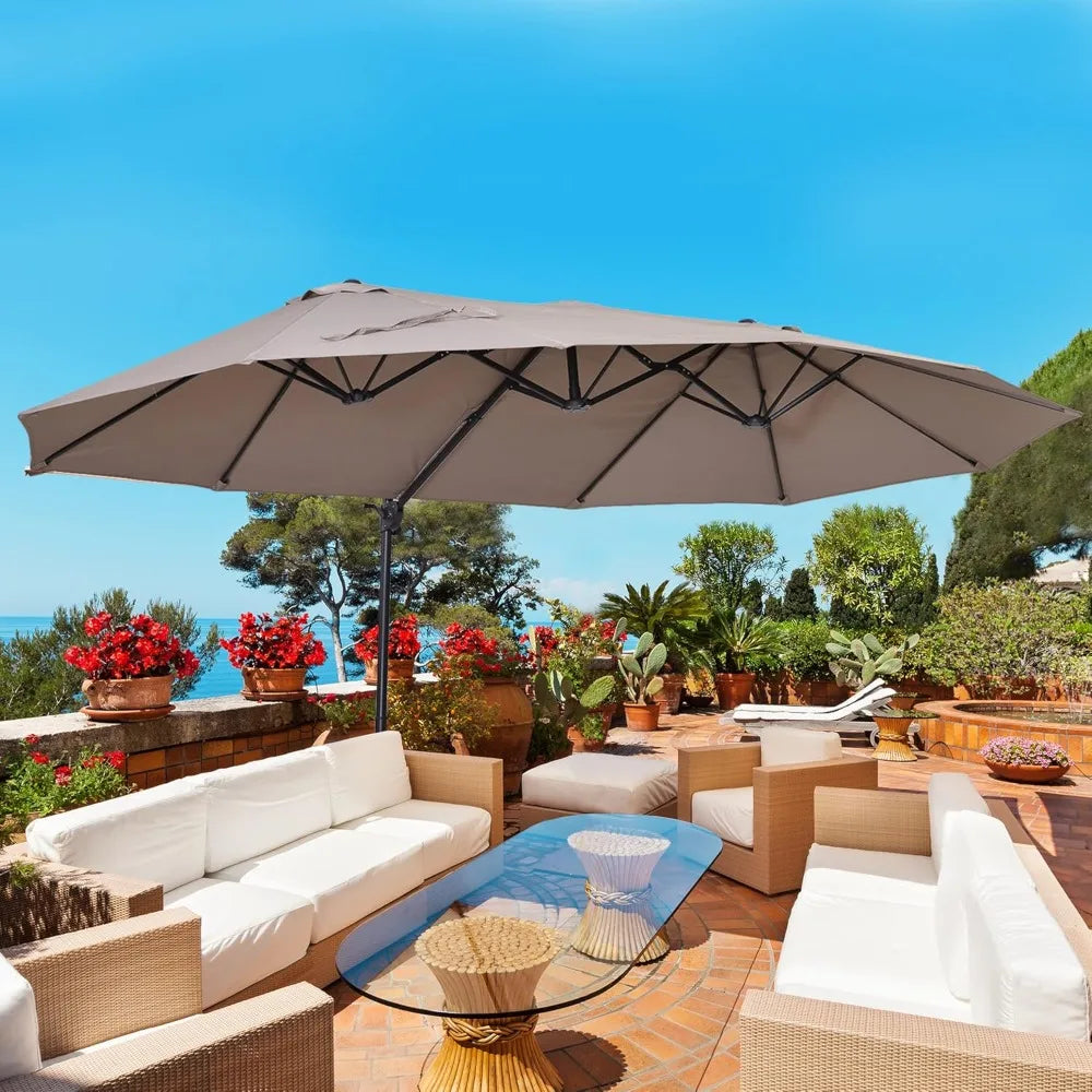 Patio Umbrella Double-Sided Outdoor with Crank