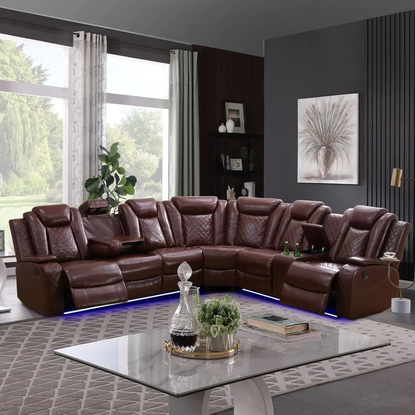 Power Reclining Sectional Sofa for Living Room Furniture