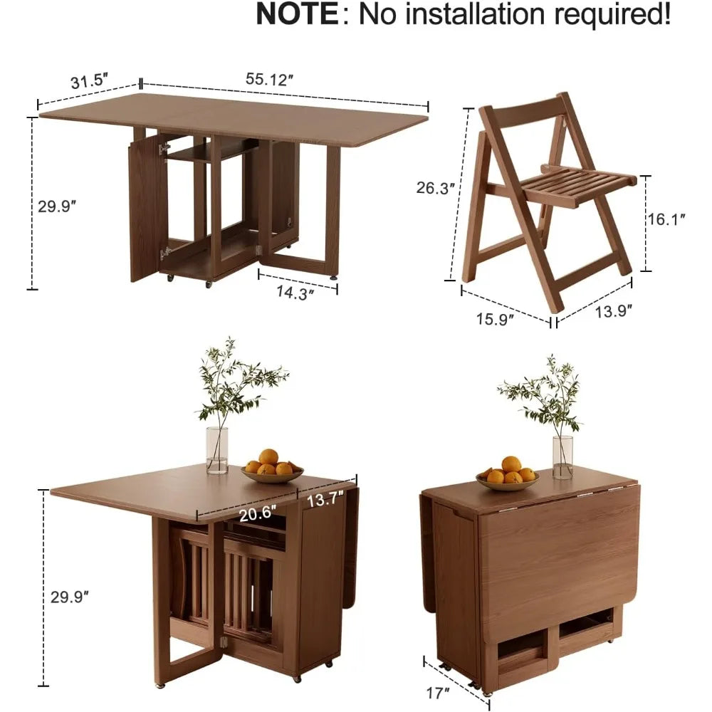 Folding dining table set