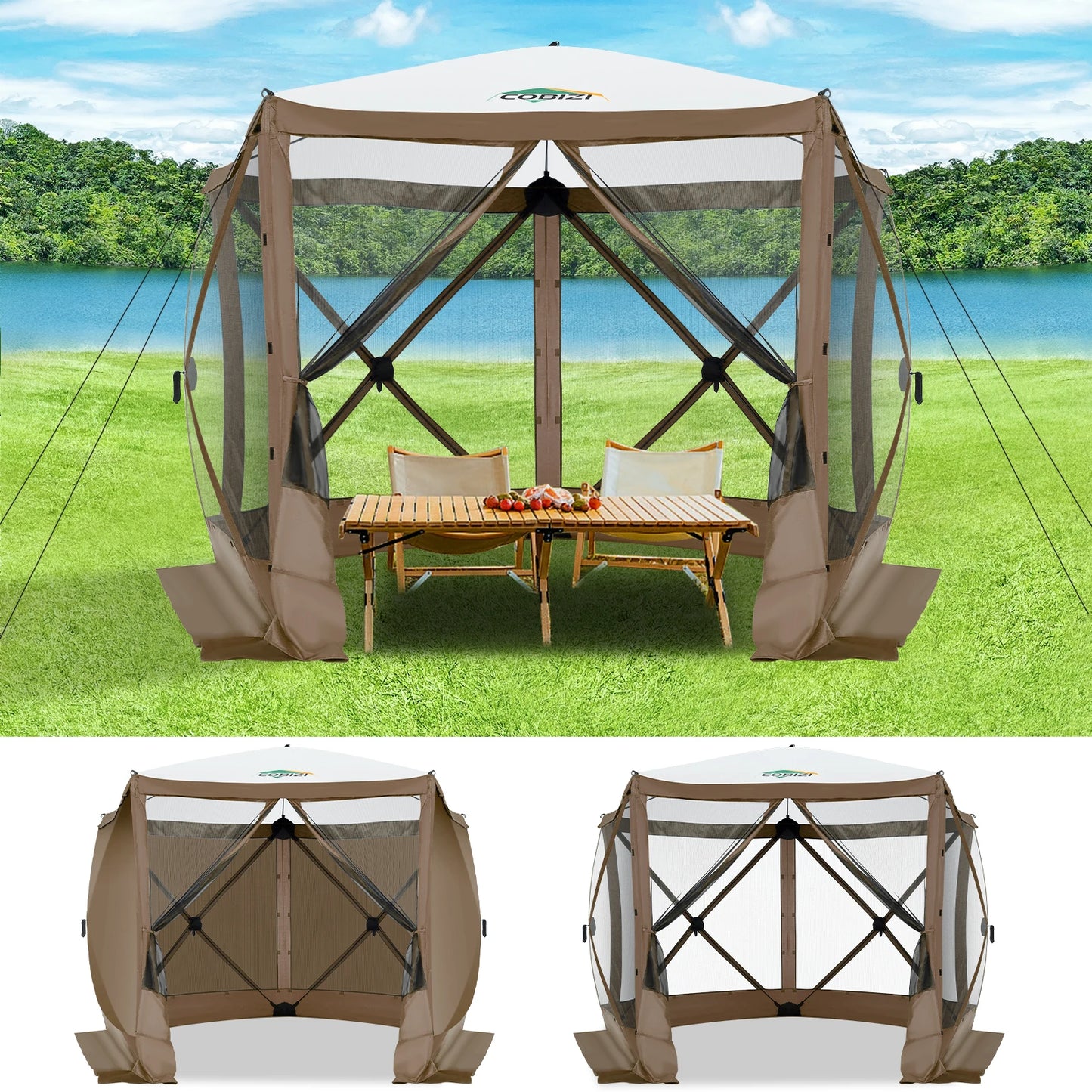 10x10ft, 5 Sided Portable Pop-up Canopy Shelter Tent with Mesh Windows