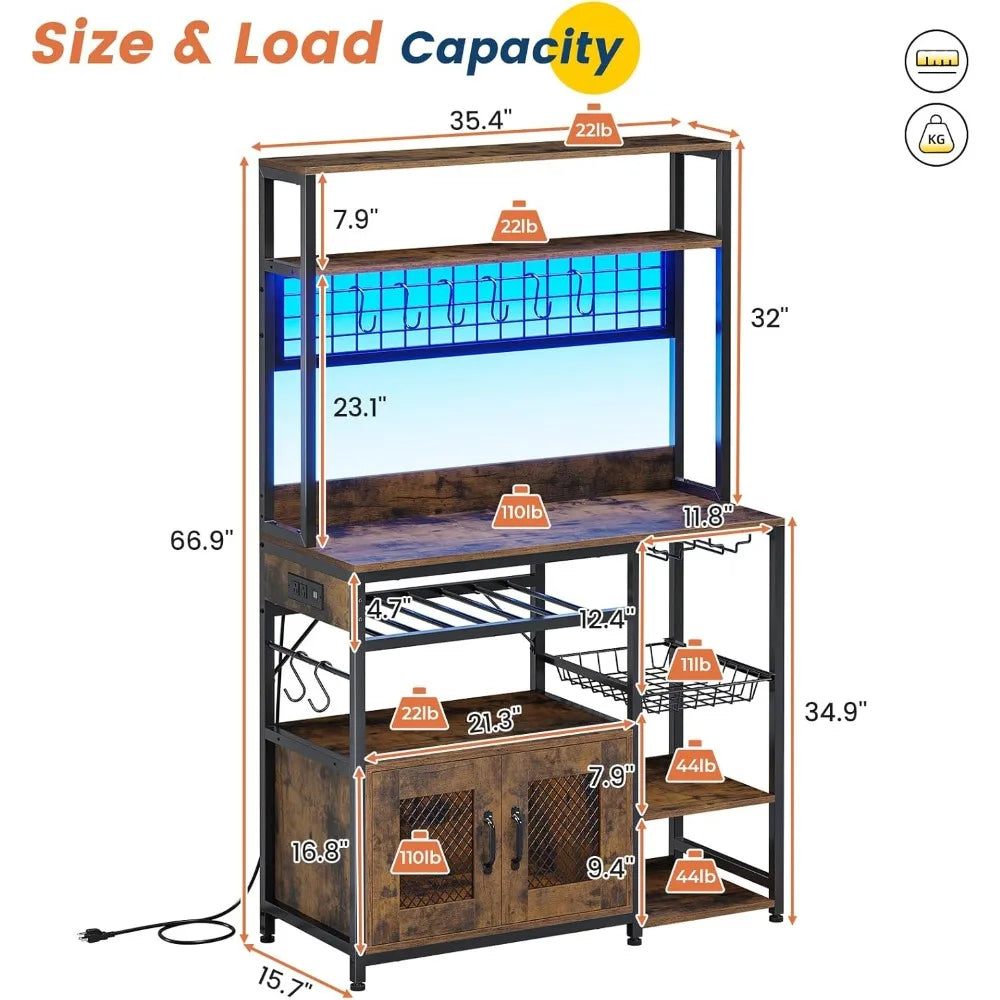 Kitchen Bakers Rack with Storage Shelves