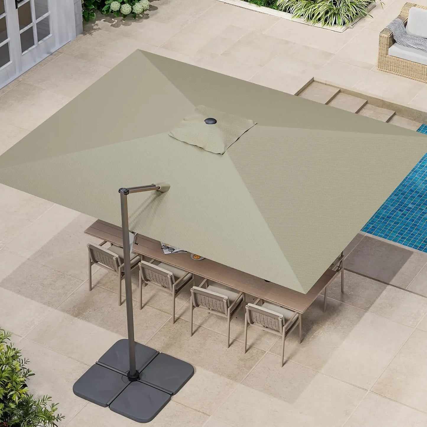 Cantilever Patio Rotation Rectangular Outdoor Umbrella