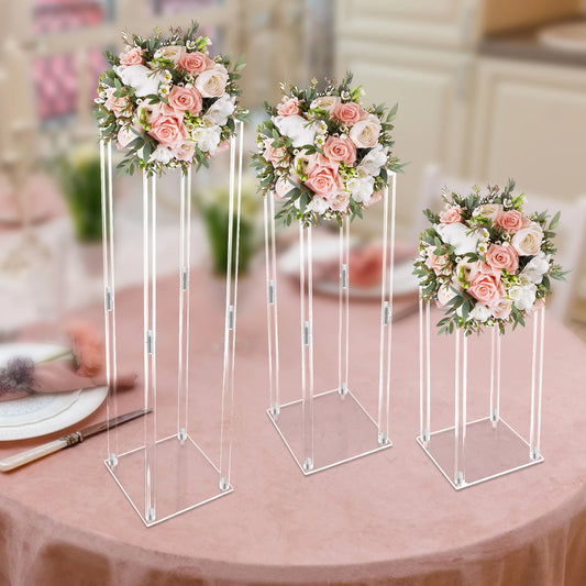 Clear Column Flower Display Stand