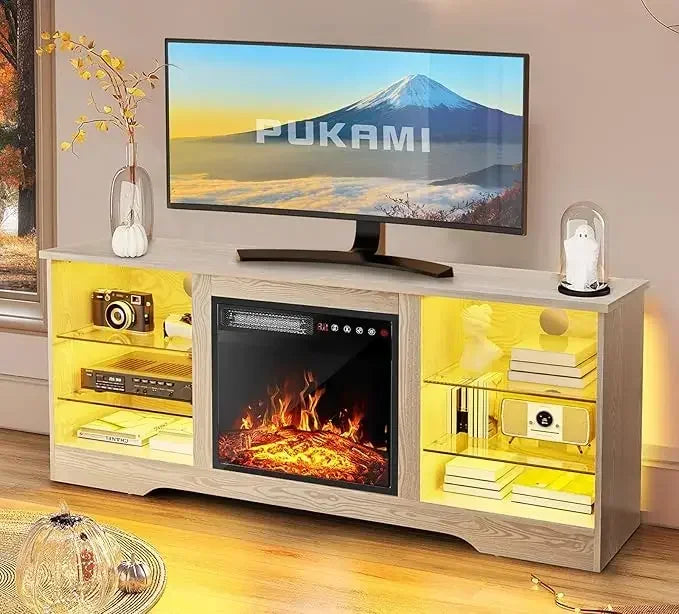 Fireplace TV Stand with 18" Fireplace for Living Room