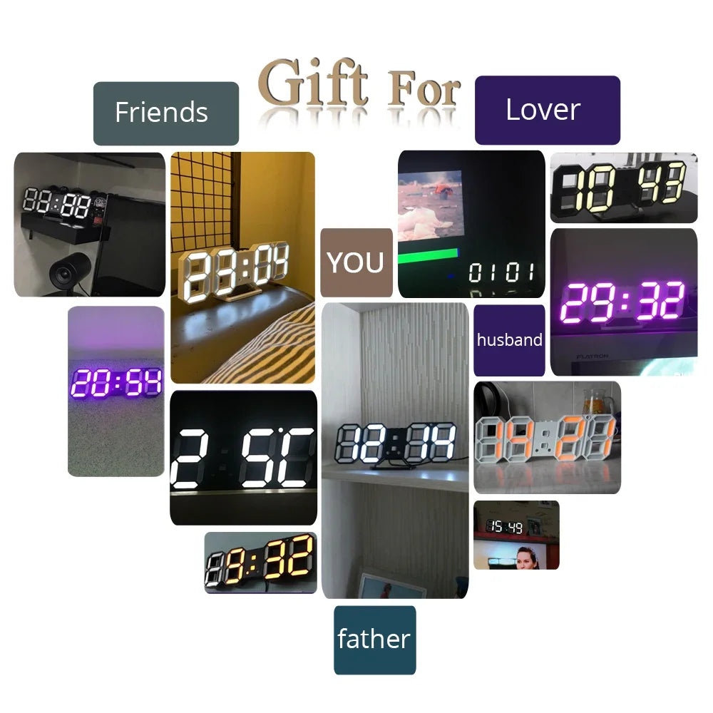 3D LED Wall Clock / Digital Alarm Nightlight