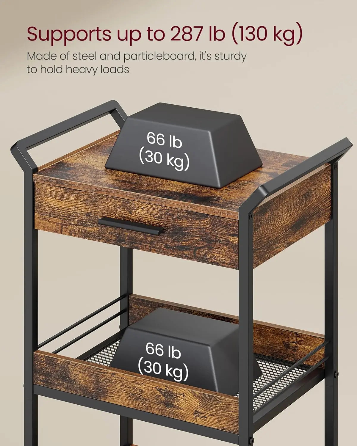 Rolling Utility Cart with Table Top Handles