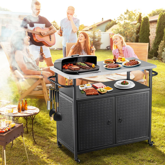 Outdoor Grill Cart with Storage Cabinet