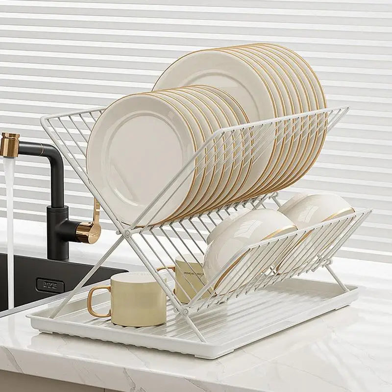 Folding Dish Drying Rack Carbon Steel/Stainless Steel Dish Drainers