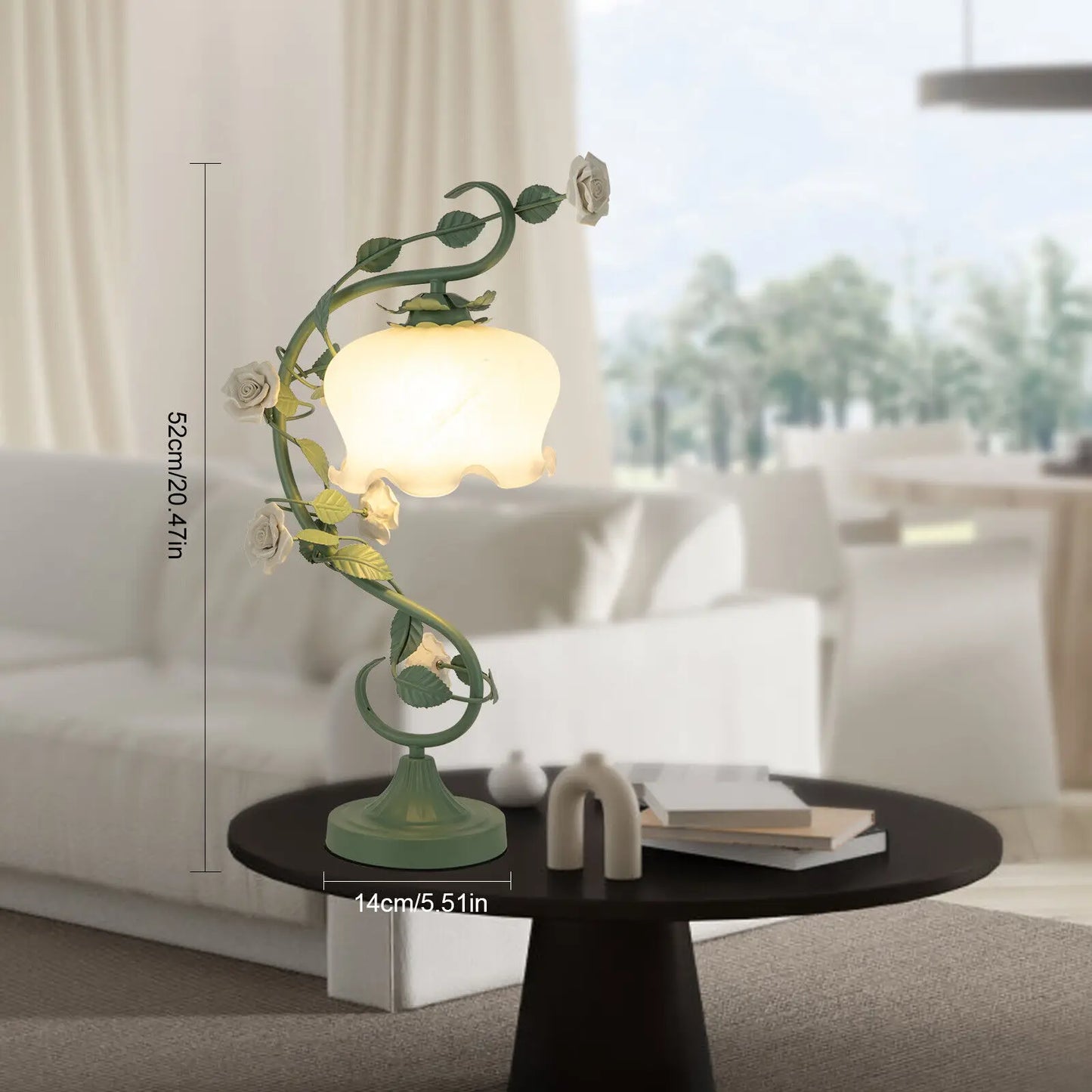 Green Flower Petal Table Lamp