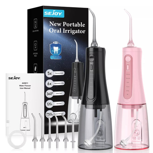 SEjOY Dental Oral lrrigator Teeth Cleaner Mouth Washing MachinePortable Water Flosser UsB Rechargeable