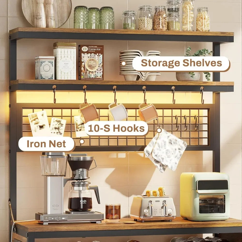 Bakers Rack with Power Outlet, 6-Tier