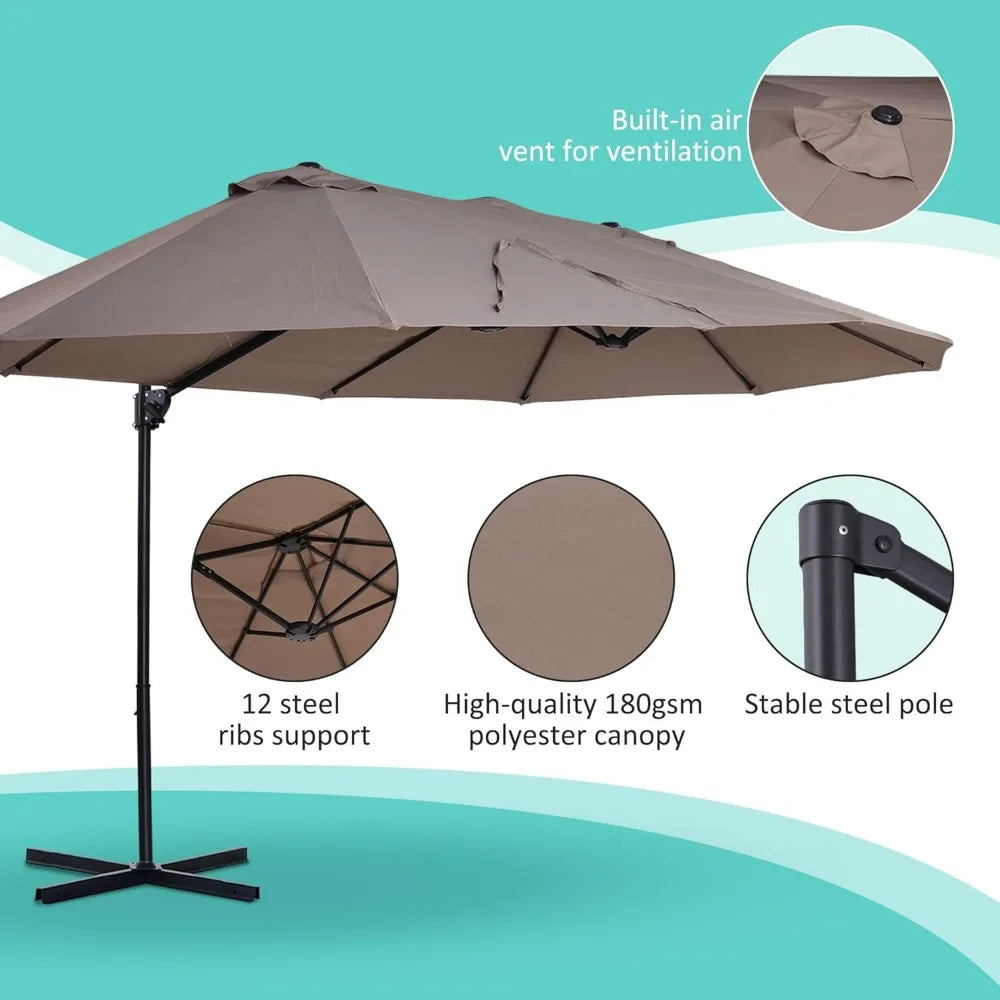 Patio Umbrella Double-Sided Outdoor with Crank