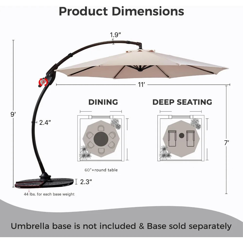 11' Cantilever Offset Umbrella with 360° Rotation