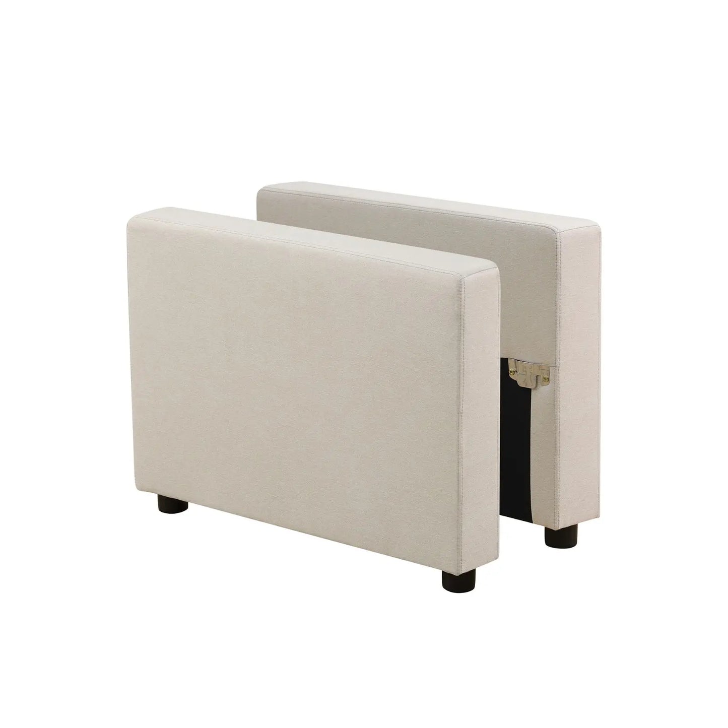 Off-White Sackcloth 6-Piece Living Room Sofa Bed