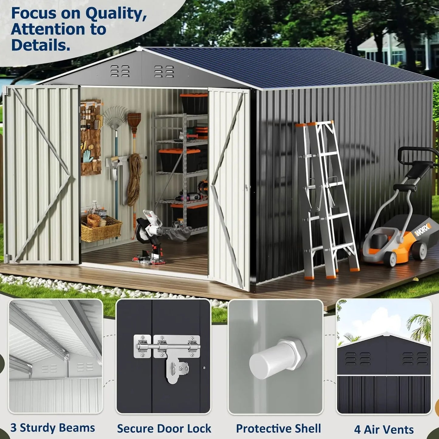 8x12 FT Outdoor Steel Storage Shed
