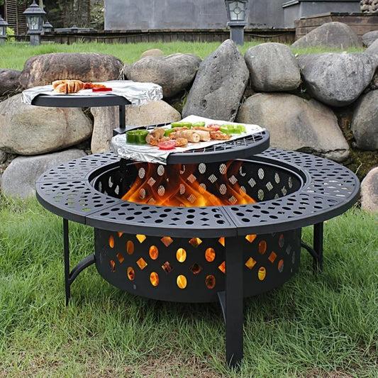Three in One Fire Pit with 2 Grills