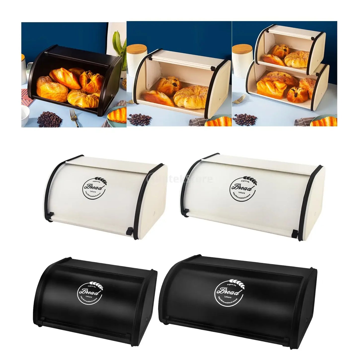 Flip Cover Bread Bin Vintage Bread Box Organizer Storage