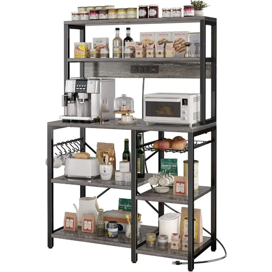 Open Storage Shelves with Power Outlet