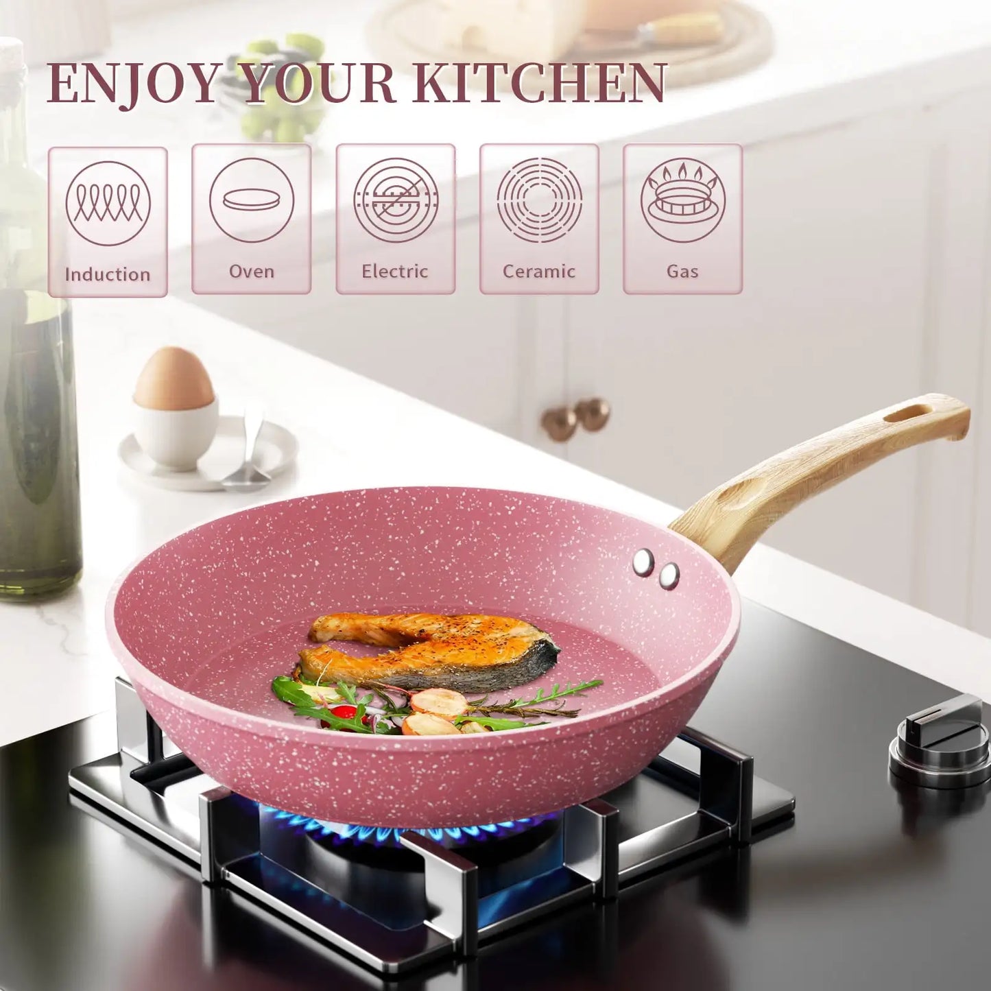 8 Pcs Nonstick Granite Cookware Set