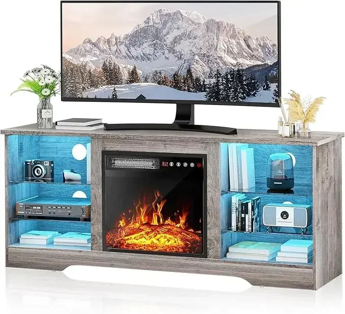 Fireplace TV Stand with 18" Fireplace for Living Room