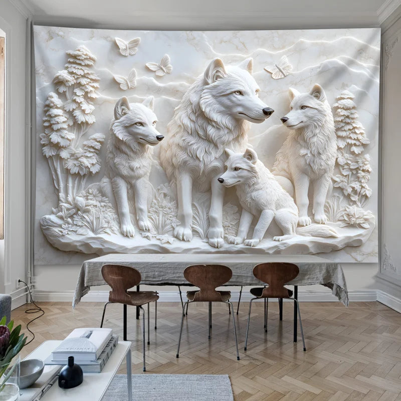 Harmonious Wolves 3D Wall Hanging Tapestry