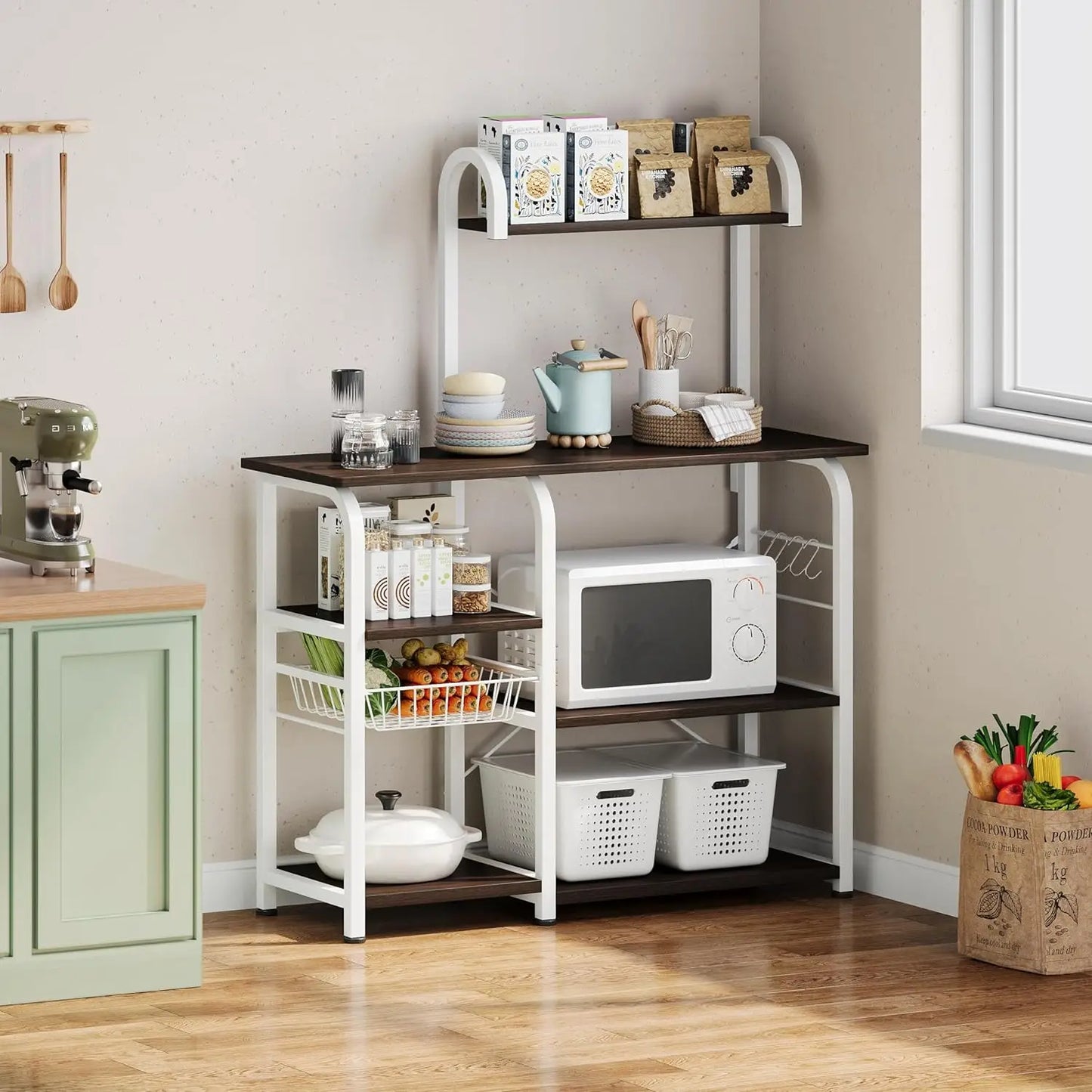 Bakers Rack with Storage Coffee Bar