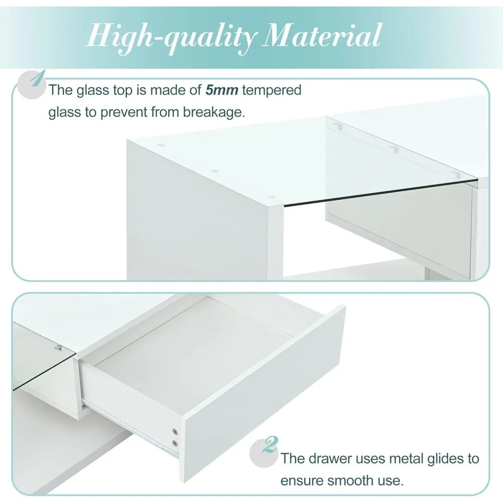 Coffee Table with Tempered Glass