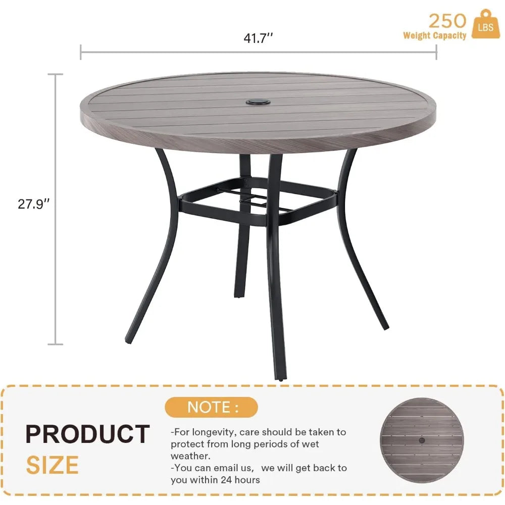 Round Patio Table with Adjustable Umbrella Hole