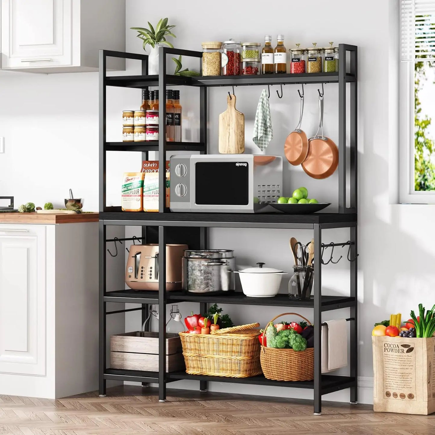 Kitchen Bakers Rack with Storage