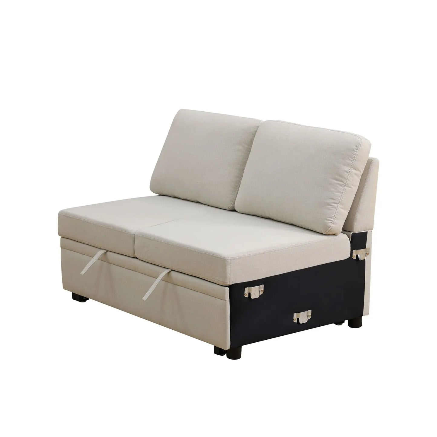 Off-White Sackcloth 6-Piece Living Room Sofa Bed