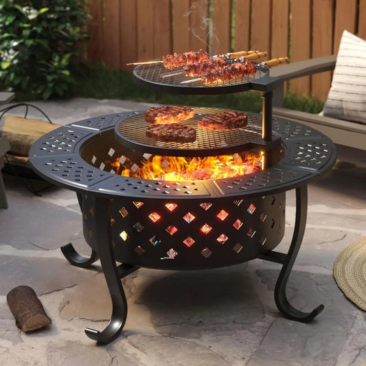 2 Grills, BBQ Large Fires Table for Camping, Heating, Picnics