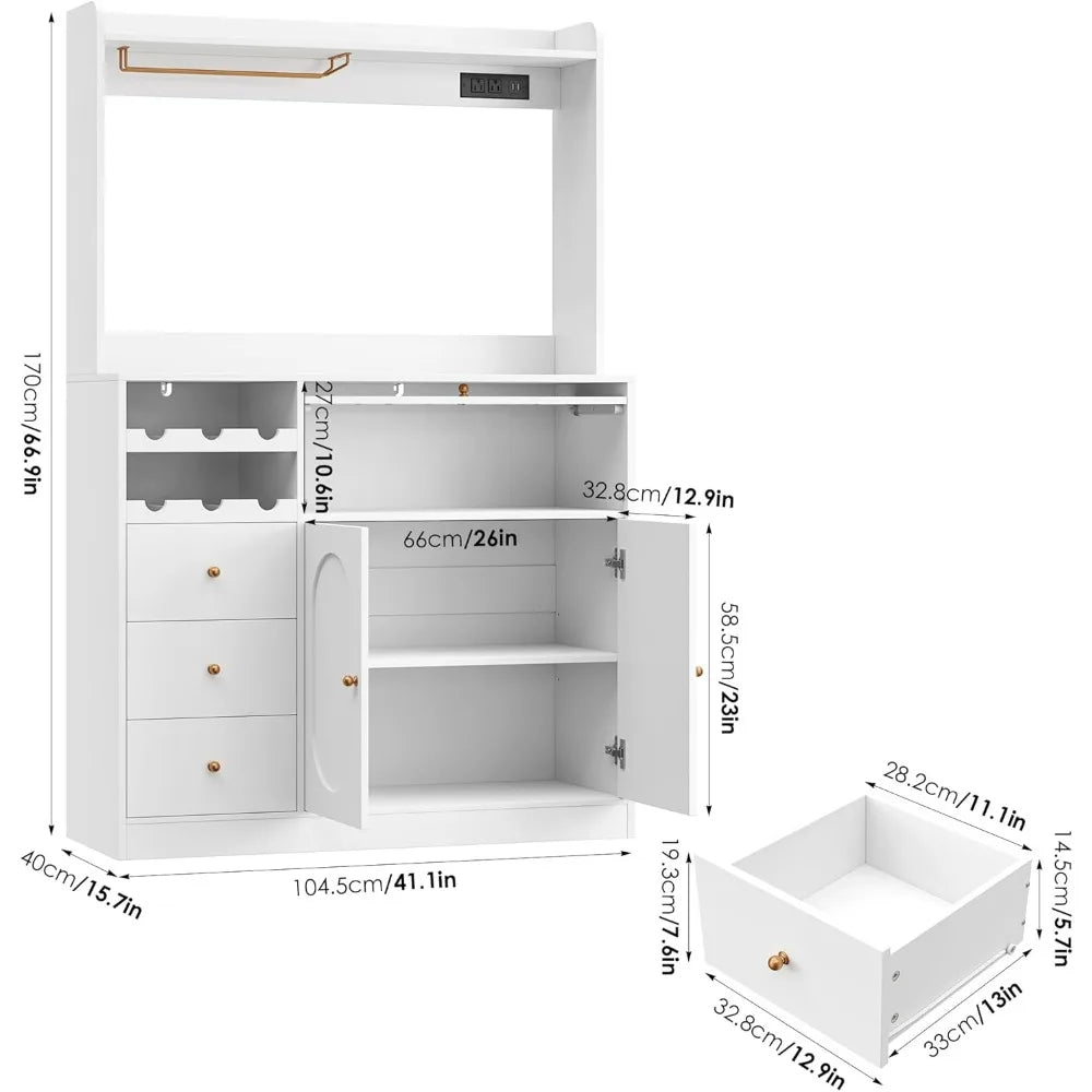 Kitchen Pantry Storage Cabinet with Hutch
