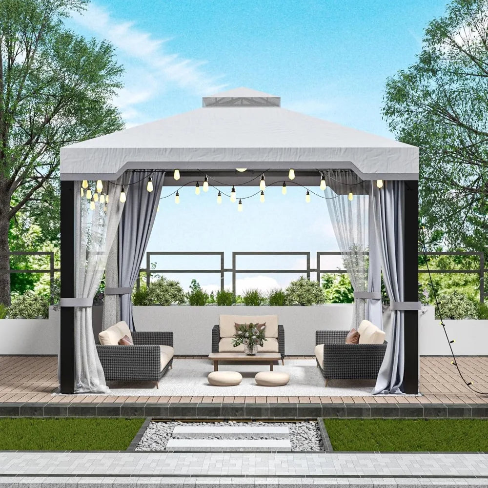 Heavy Duty Garden Gazebo with Mosquito Netting,o