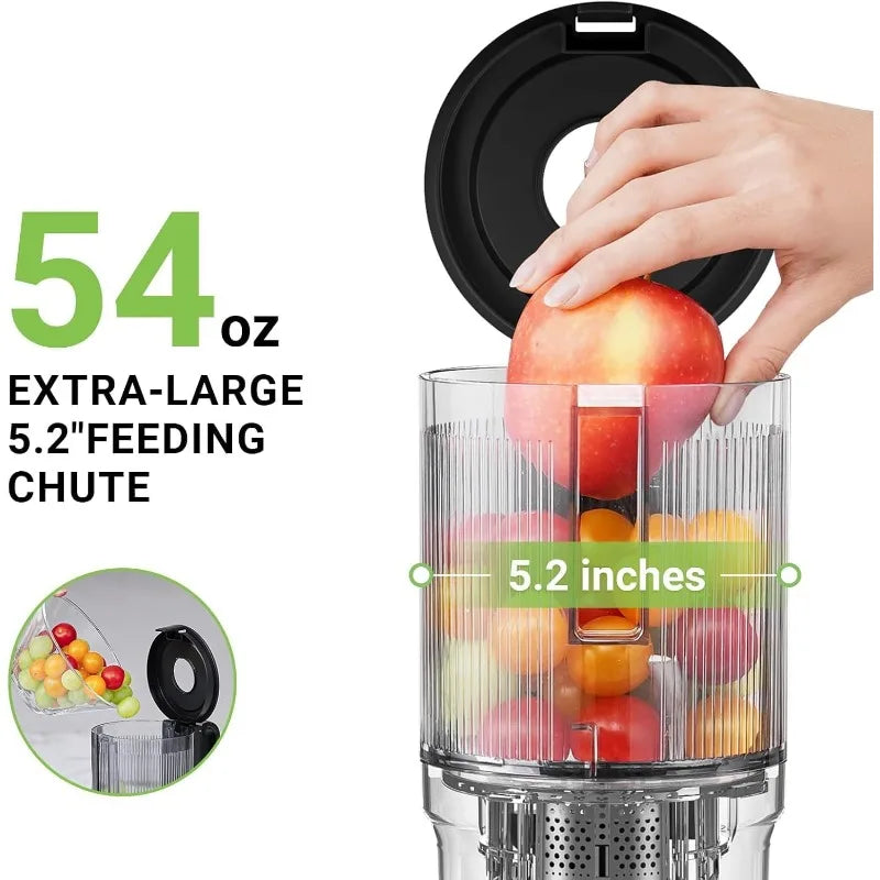 Cold Press Juicer,5 .2" Large Feed Chute for Whole Fruits & Vegetables,