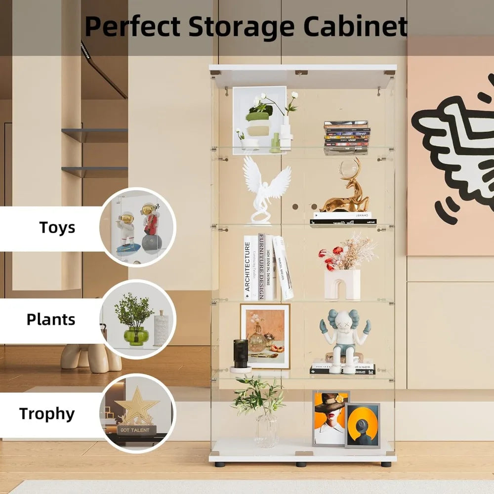Glass Display Cabinet with 5 Shelves