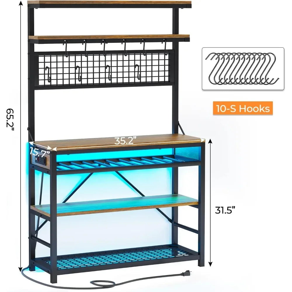 Bakers Rack with Power Outlet, 6-Tier