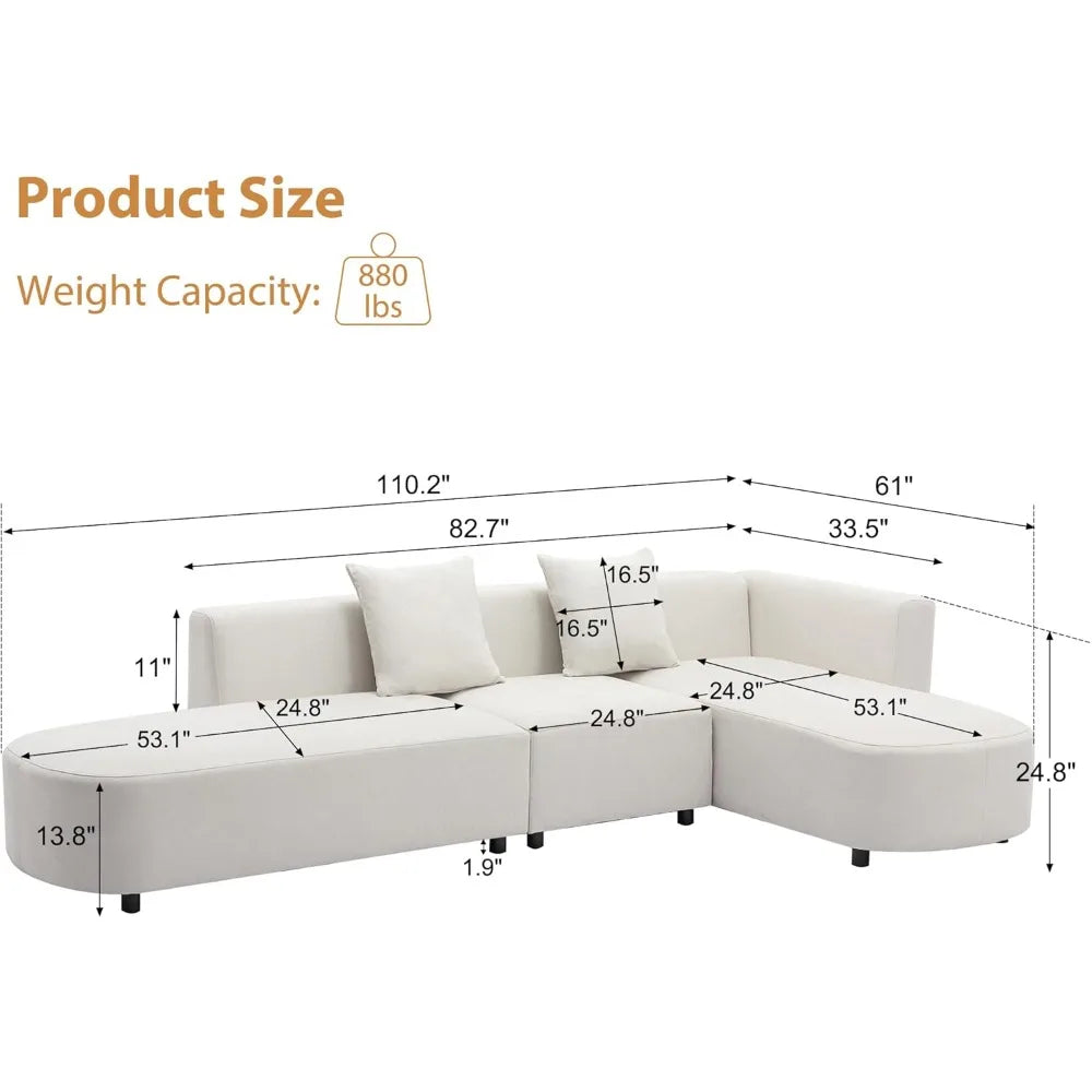 110.2" Sectional Sofa Couch for Living Room