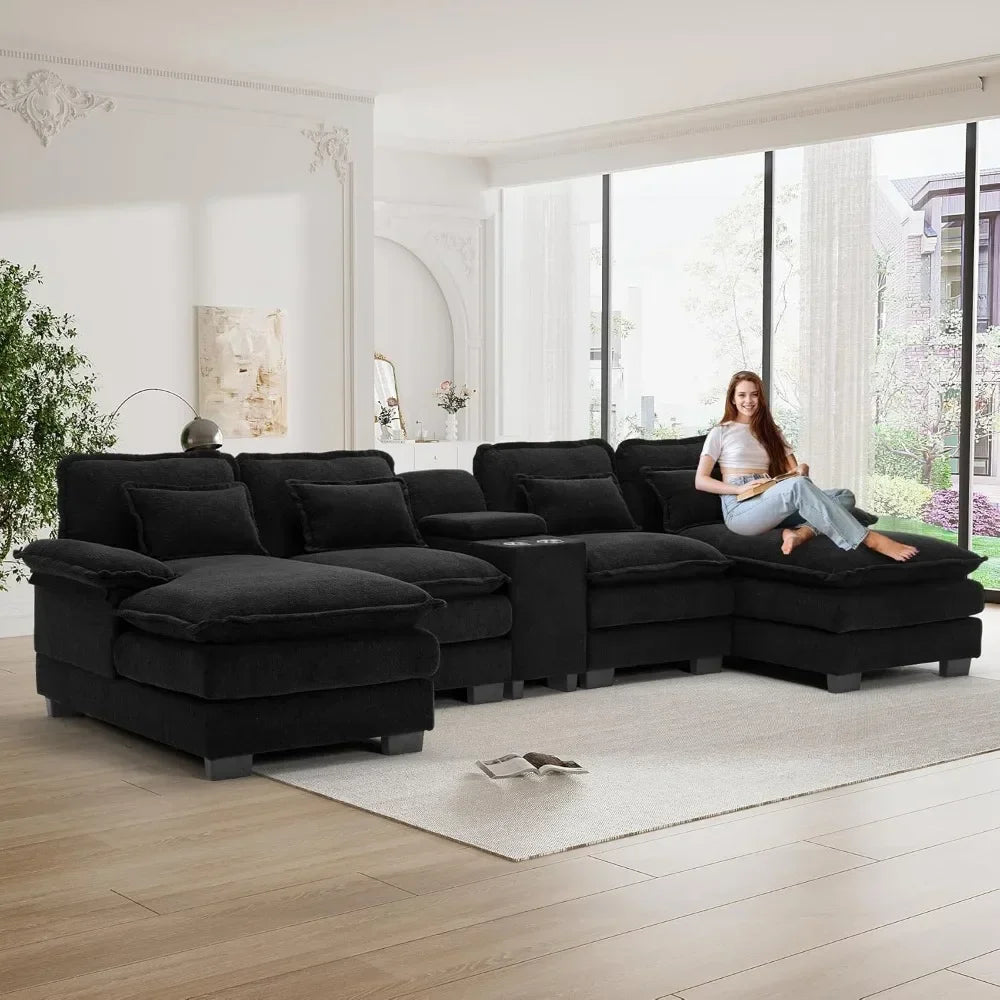 Comfy Black Sectional Couches for Living Room