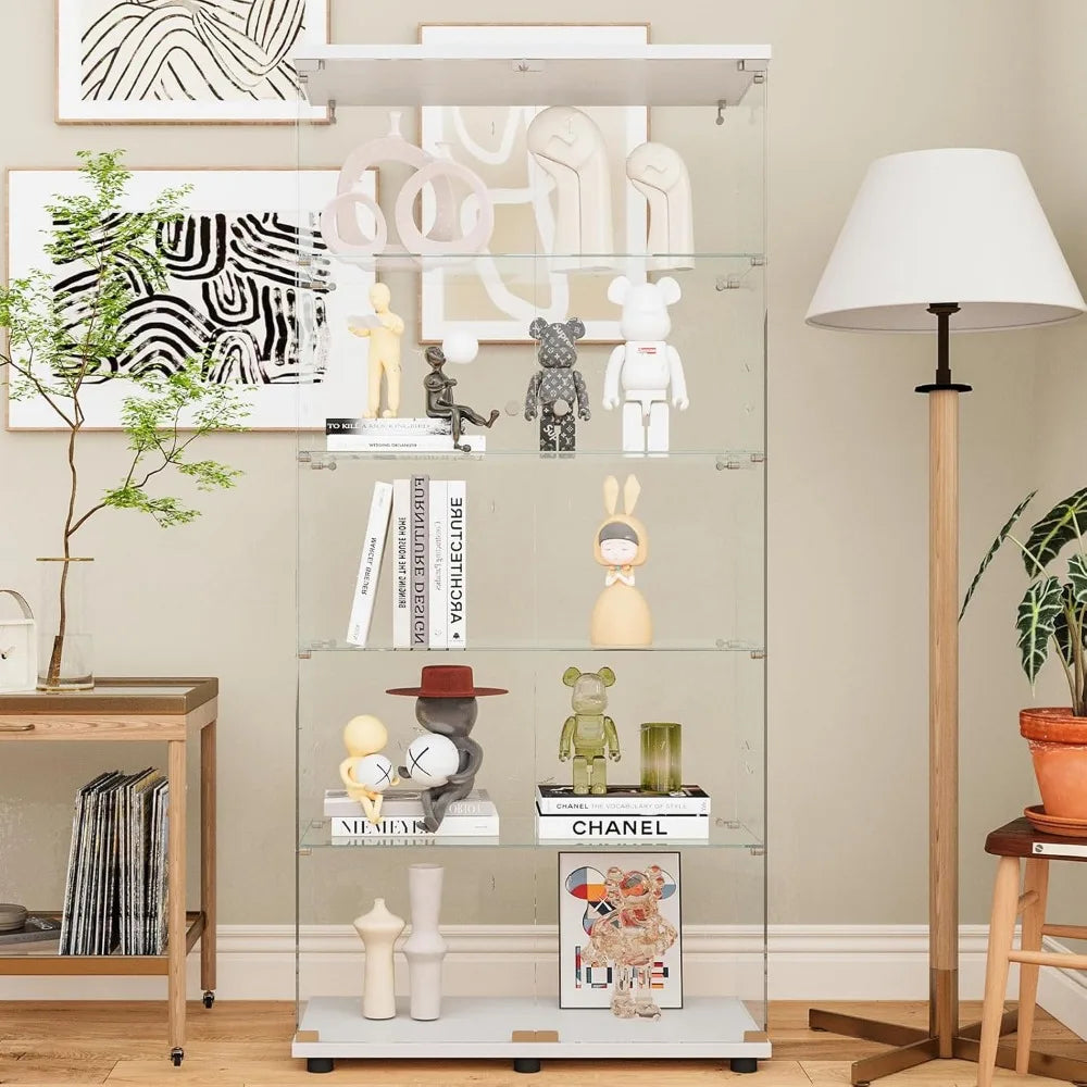 Glass Display Cabinet with 5 Shelves