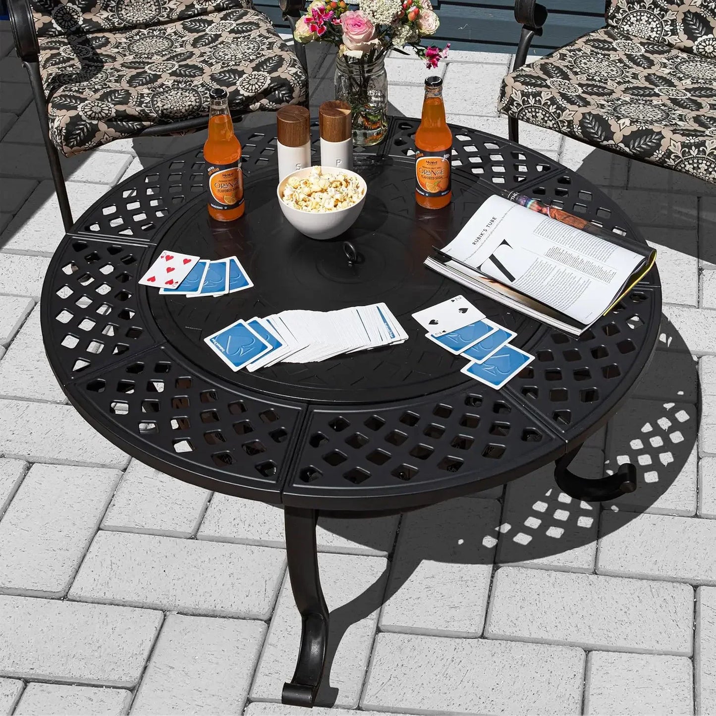 Outdoor Fire Table with 2 Grills, Lid, Poker, and Cover